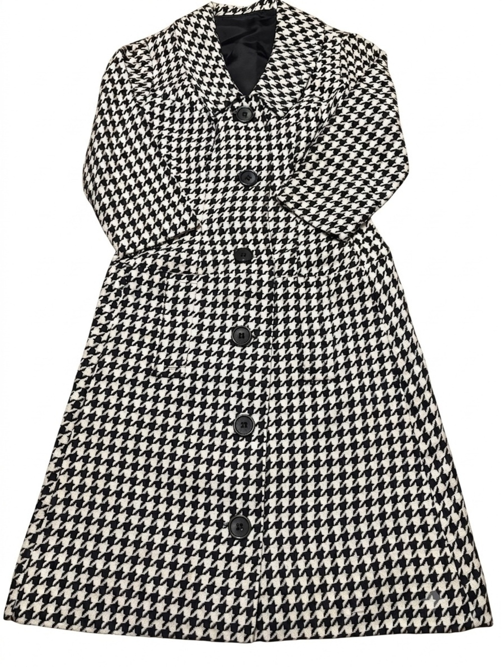 Vintage 1960s/70s Black & White Houndstooth Union-Made Mod Coat - Picture 1 of 10